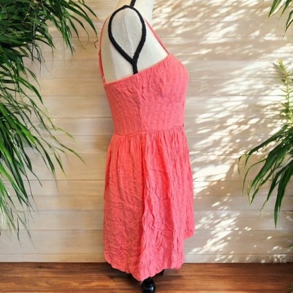 WET SEAL Mini Coral Pink Fit & Flare Dress, Eyelet Style Fabric - Medium - Picture 5 of 14